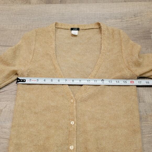 J Crew Womens Size Small Mohair Wool Cardigan Sweater Open Knit V Neck Classic - Picture 5 of 6